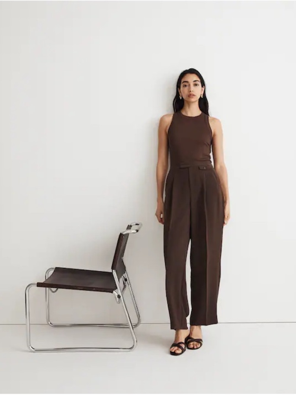 Madewell Women's Brown High-Waist Pleated Trousers - Picture 4 of 5